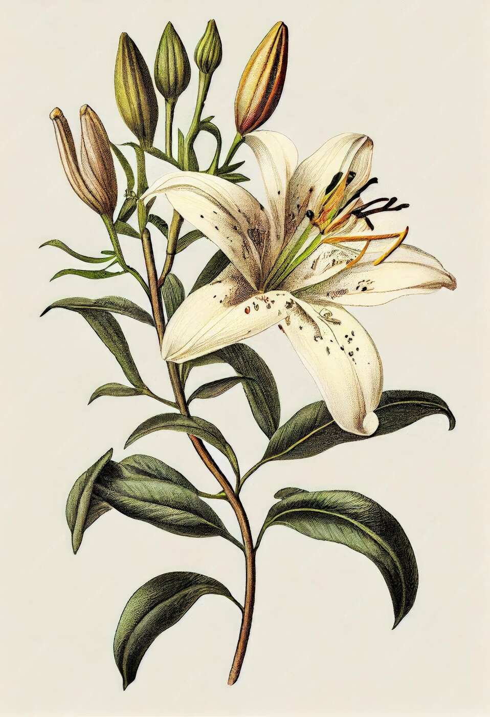 Botanical plate: lily (Lilium)