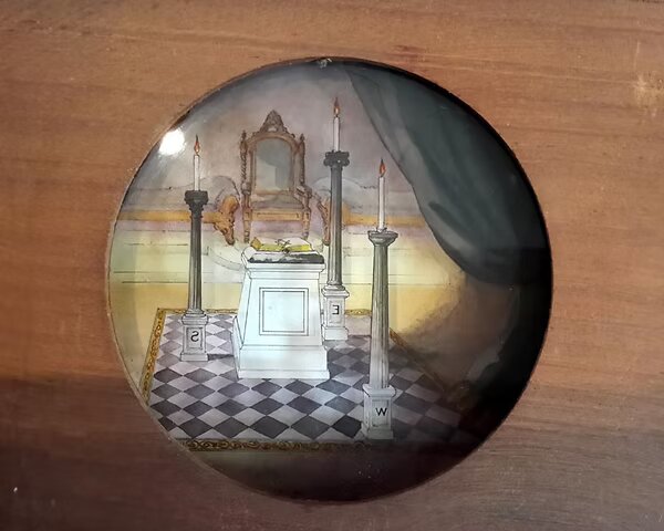 Masonic magic-lantern slide: the interior of a lodge