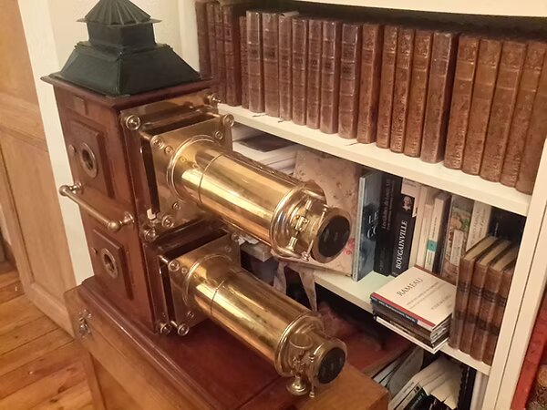 Antique brass magic lantern