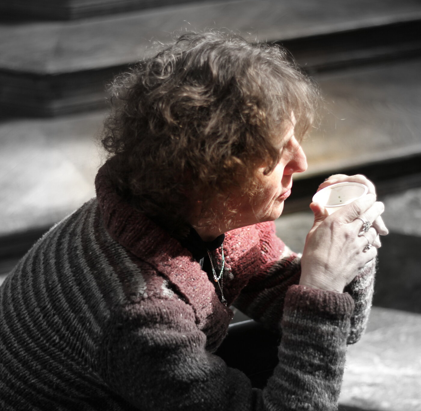 Catherine Daron, a moment of rest during the recording sessions